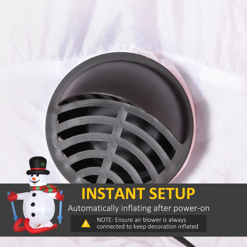 HOMCOM 6ft Christmas Inflatable Skiing Snowman, Outdoor Blow-Up Yard Decoration with LED Lights Display