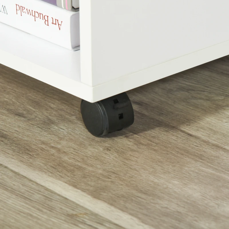 HOMCOM 3 Drawer Printer Stand, Mobile Lateral File Cabinet with 2 Storage Shelves for Home Office, White