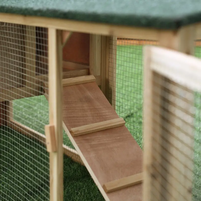 PawHut Rabbit Cage Outdoor, Rabbit House 83" 2 Story Deluxe XL Wooden Rabbit Hutch Big Bunny Cage w/ Ladder and Run