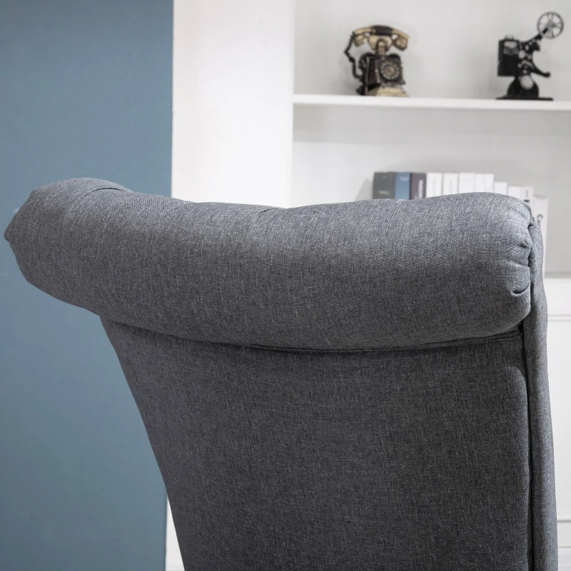 HOMCOM Retro High Back Armless Royal Accent Chair Fabric Upholstered Tufted Seat for Living Room, Grey