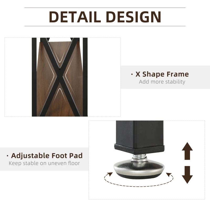 HOMCOM Industrial Style Entryway Console Table Desk with Shelf for Living Room, or Bedroom, Walnut Wood Grain and Black