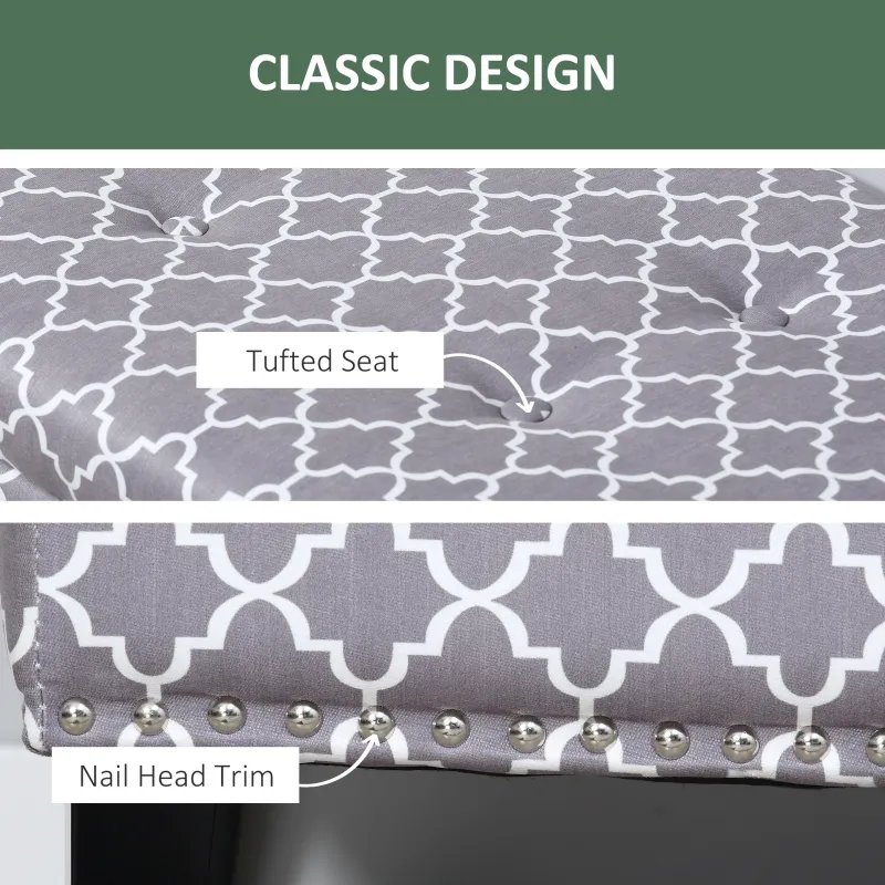 HOMCOM Storage Ottoman, End of Bed Bench with Linen Fabric Upholstery, Lift Top and Nailhead Trim, Storage Bench for Living Room, Entryway or Bedroom, Gray Lattice