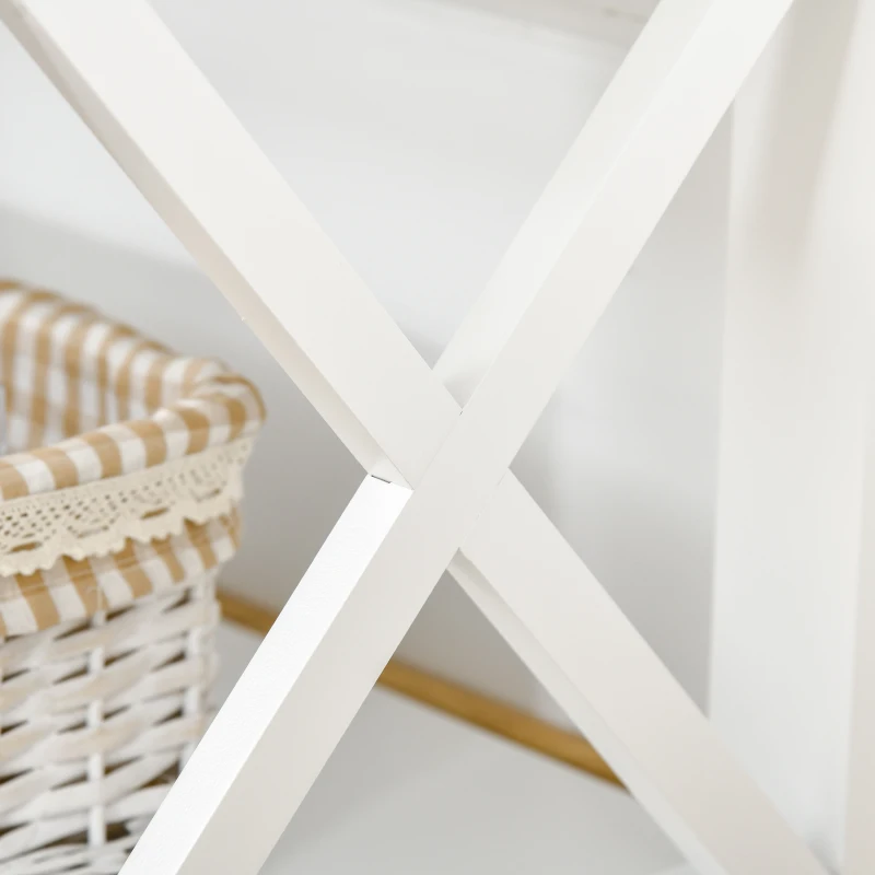 HOMCOM TV Stand with Storage for 46" TVs, Entertainment Unit with 3 Shelves and X-frame, Media Center for Living Room, White