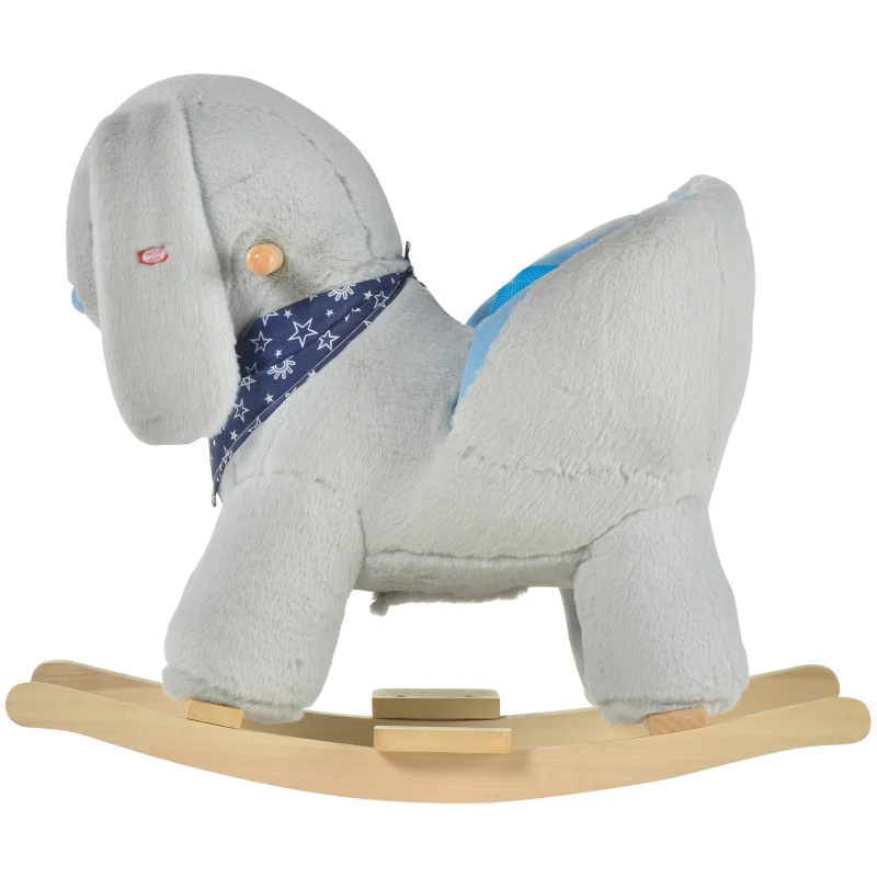 Qaba Kids Ride-On Rocking Horse Toy Bunny Rocker with Fun Play Music & Soft Plush Fabric for Children 18-36 Months