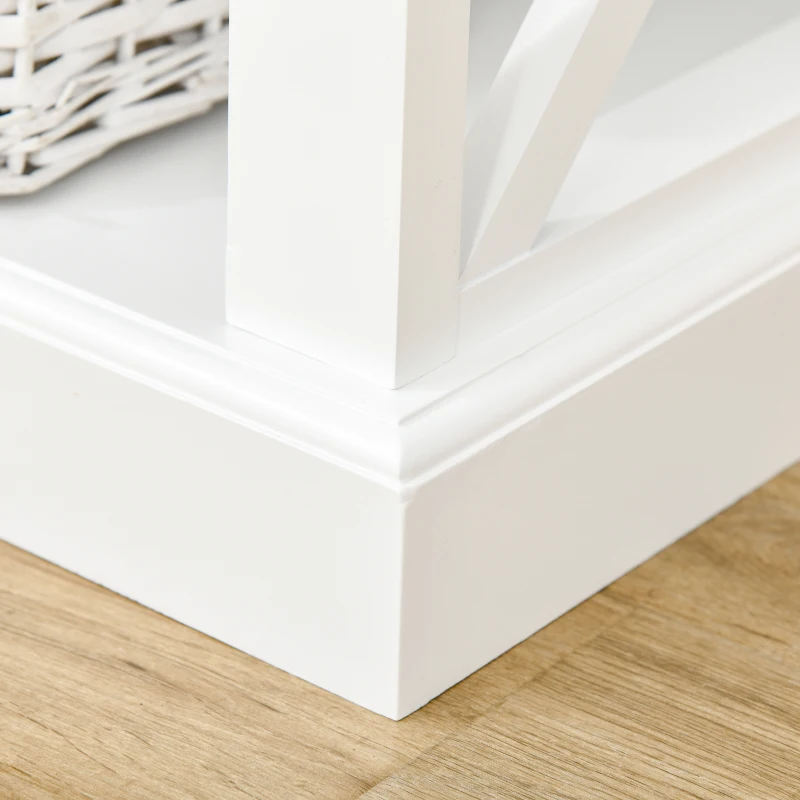 HOMCOM TV Stand with Storage for 46" TVs, Entertainment Unit with 3 Shelves and X-frame, Media Center for Living Room, White