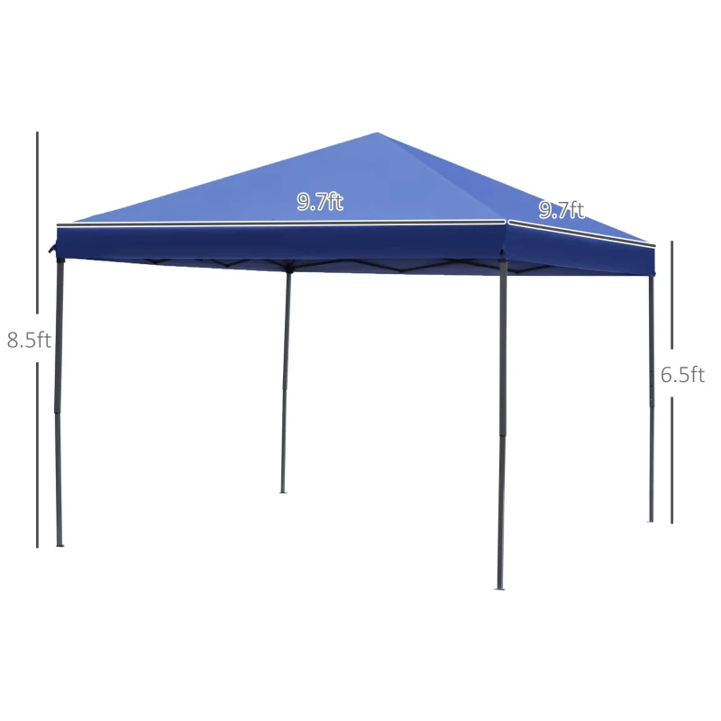 Outsunny 10' x 10' Pop Up Canopy Tent with Netting, Instant Gazebo, Ez up Screen House Room with Carry Bag, Height Adjustable, for Outdoor, Garden, Patio, Blue