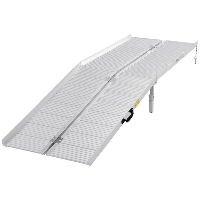HOMCOM Textured Aluminum Folding Wheelchair Ramp, Portable Threshold Ramp 10', for Scooter Steps Home Stairs Doorways