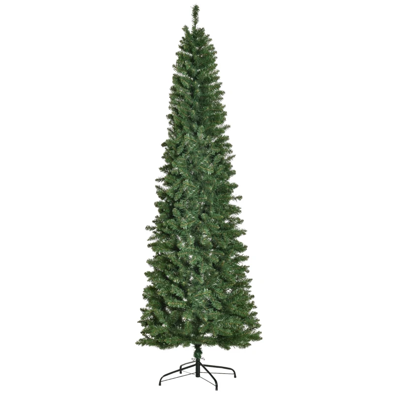 HOMCOM 7.5ft Unlit Slim Fir Artificial Christmas Tree with Realistic Branches, Holiday Indoor Decoration with 1075 Tips