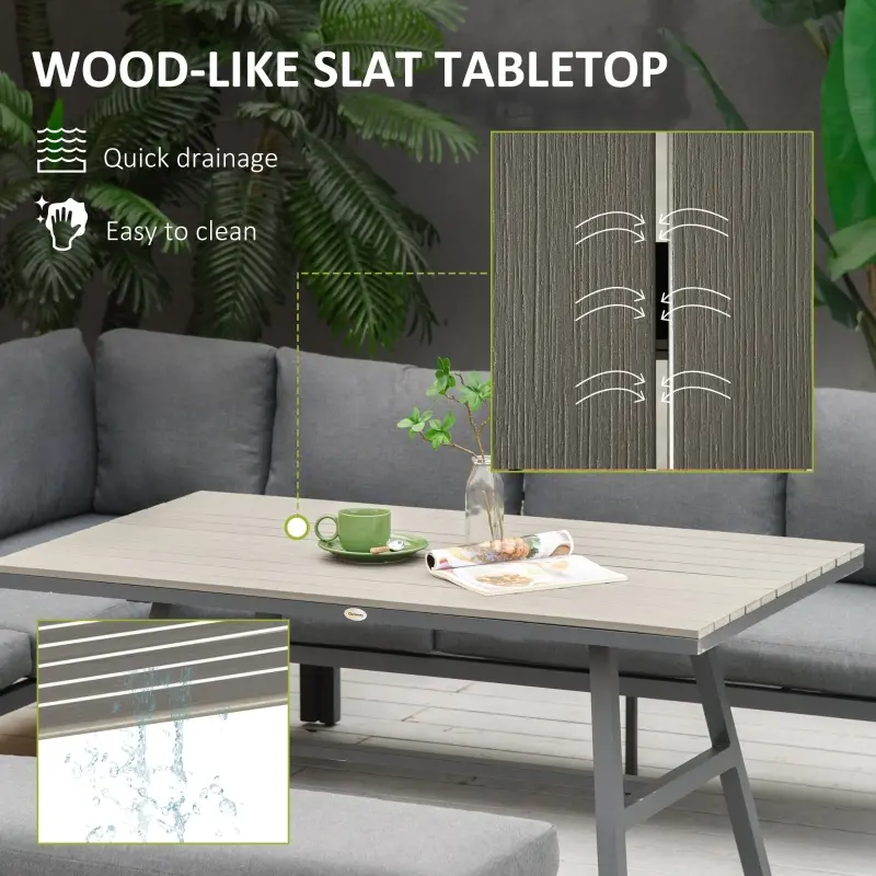 Outsunny 4 Piece Aluminum Patio Dining Furniture Set w/ Bench, Dining Table & Cushions