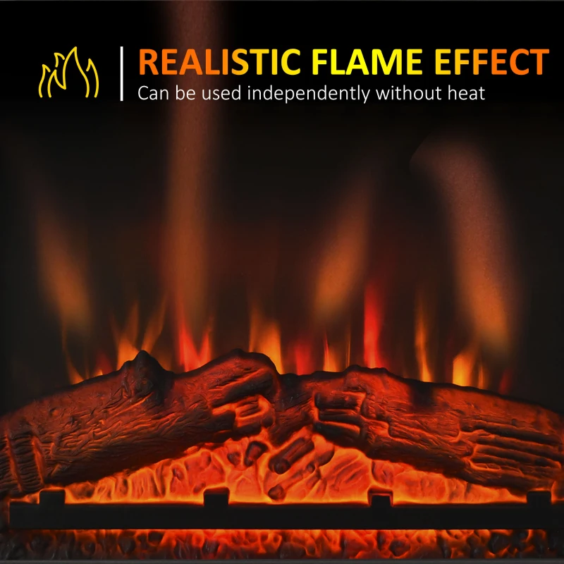 HOMCOM 60" W x 23.5" H Electric Fireplace Mantel TV Stand, Media Console Center Cabinet with 2 Adjustable Shelves, 4 Cable Management Holes and Fits up to 65" TV, Dark Brown