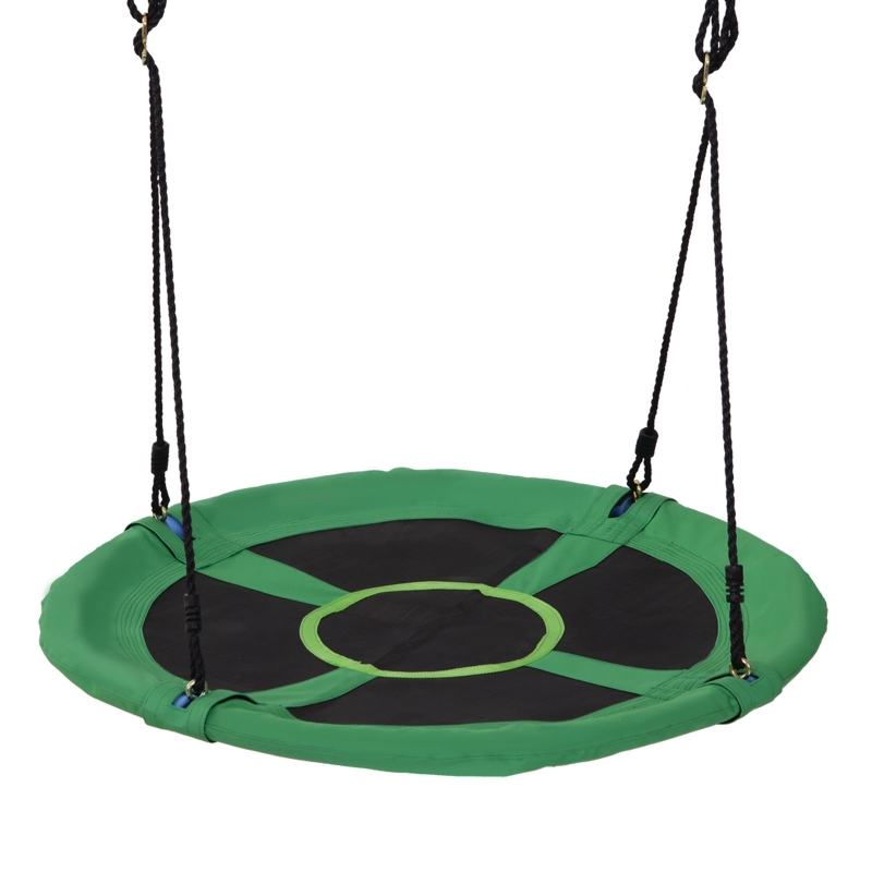HOMCOM 39" Round Tree Monkey Swing Attaches to Trees or Existing Swing Kids Fabric Sets Backyard Playground - Green