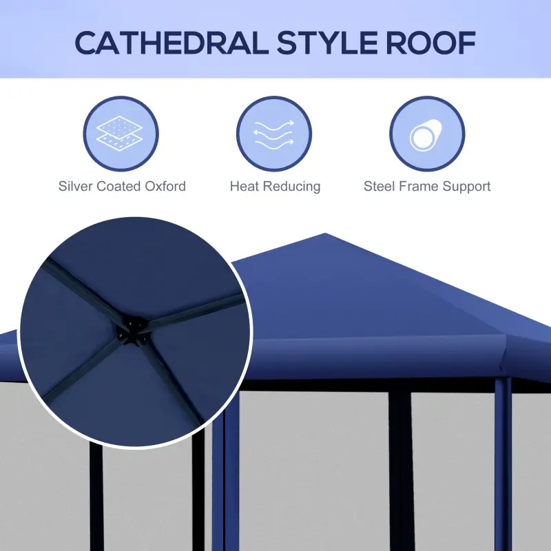 Outsunny 10' x 10' Pop Up Canopy Tent with Netting, Instant Gazebo, Ez up Screen House Room with Carry Bag, Height Adjustable, for Outdoor, Garden, Patio, Blue