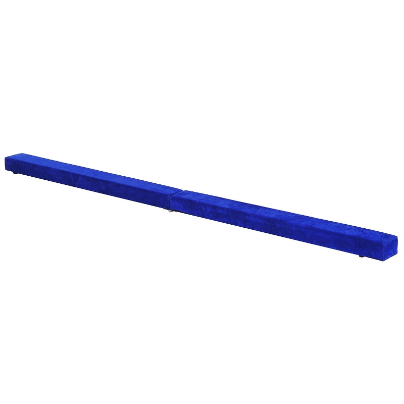 Soozier 8FT Folding Floor Balance Beam WOOD CORE Gymnastic Training Low Height Beam with Suede Surface (Blue)