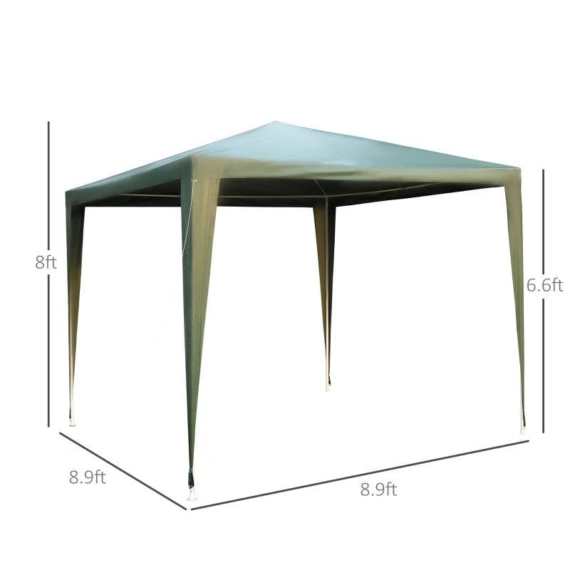 Outsunny 9x9 Ft Portable Canopy Party Tent Gazebo for Weddings Parties Outdoor Sunshade with Dressed Legs, Green