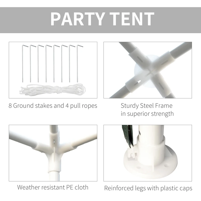 Outsunny 9x9 Ft Portable Canopy Party Tent Gazebo for Weddings Parties Outdoor Sunshade with Dressed Legs, Green