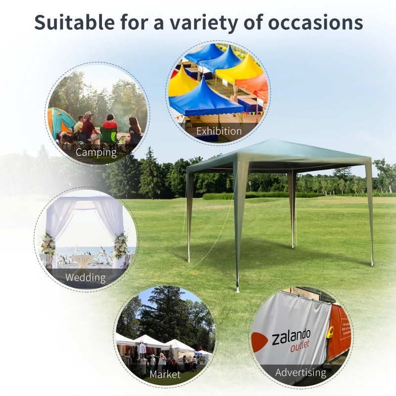 Outsunny 9x9 Ft Portable Canopy Party Tent Gazebo for Weddings Parties Outdoor Sunshade with Dressed Legs, Green