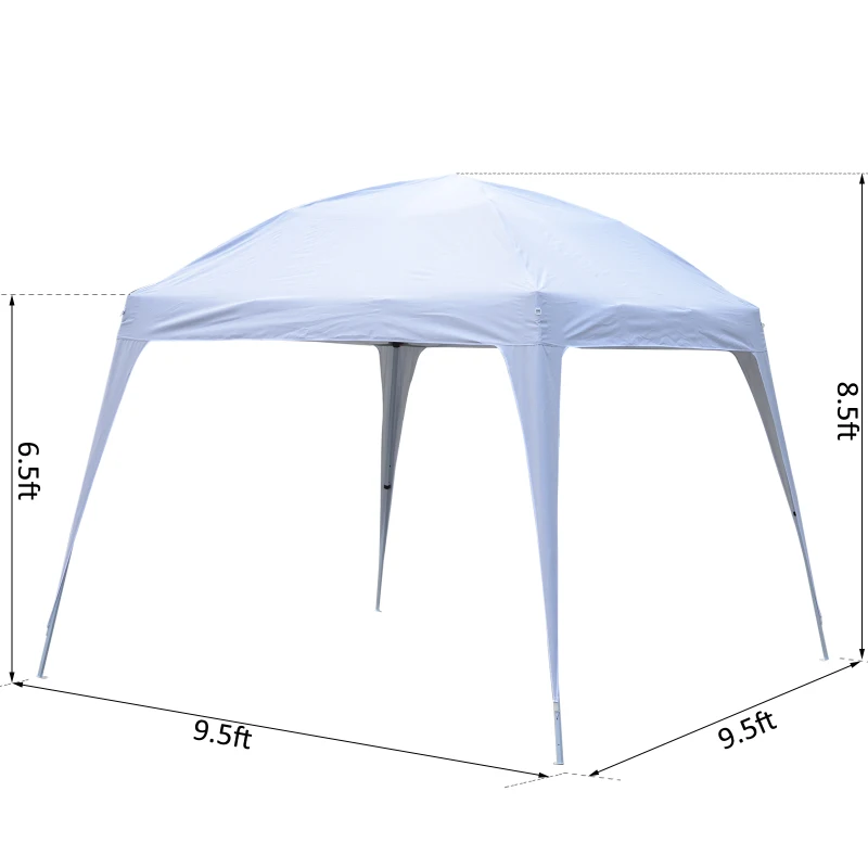 Outsunny 9.75x9.75ft Pop Up Canopy Tent Instant Sun Shelter Outdoor Event Party Tent Slant Legs White