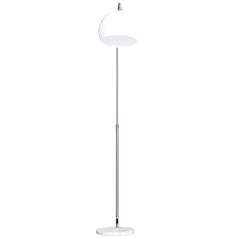 HOMCOM Arc Floor Lamp,Metal Standing Lamp, with 350° Flexible Lampshade, Adjustable Pole, and Marble Round Base for Living, Office, Bedroom, White/Silver