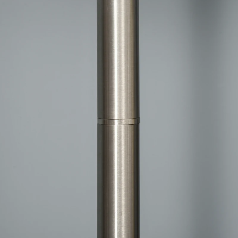 HOMCOM Standing Floor Lamp Tall Pole Light with Shade, Metal Round Base Adjustable Support Pole, E26 Bulb Base, for Bedroom, Living Room, Office, Silver/Beige