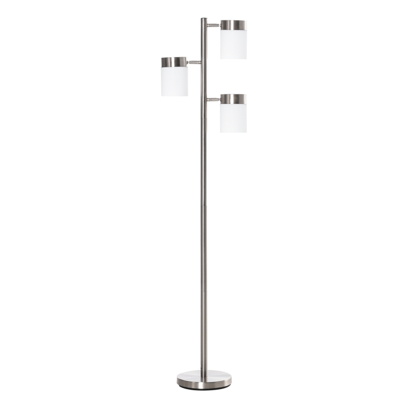 HOMCOM Modern Floor Lamp, Standing Lamp with 3 Rotating Lights for Living Room, Bedroom, Office, Silver