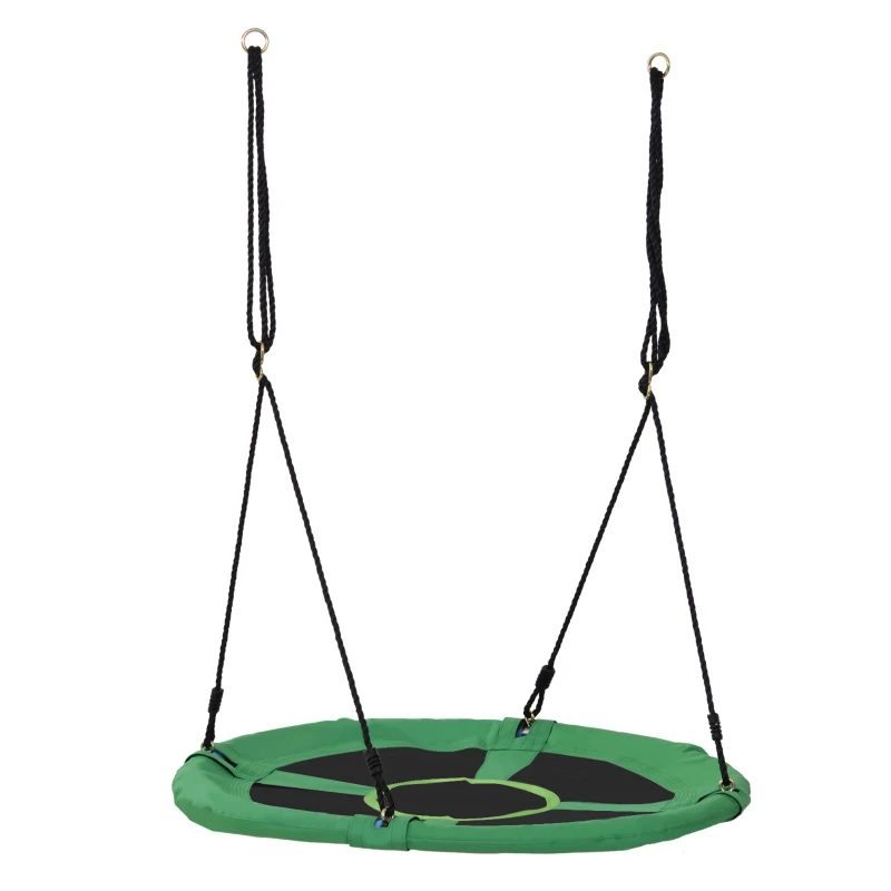 HOMCOM 39" Saucer Swing Round Tree Hanging Swing Outdoor Rope Swing Flying Platform Attaches to Tree or Existing Swing Set Kids Backyard Playground Hammock Heavy Duty Black