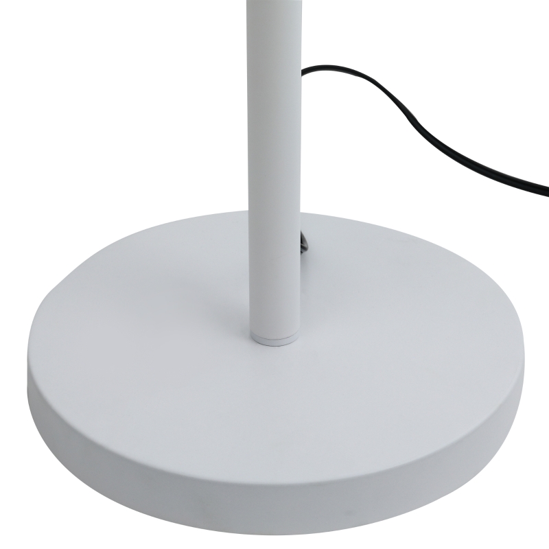 HOMCOM Industrial Tall Pole Floor Lamp with Metal Base, Modern Standing Lamp, Bulb-Shaped Glass Shade, On/Off Foot Switch, E26 Bulb Base for Bedroom, Living Room, White