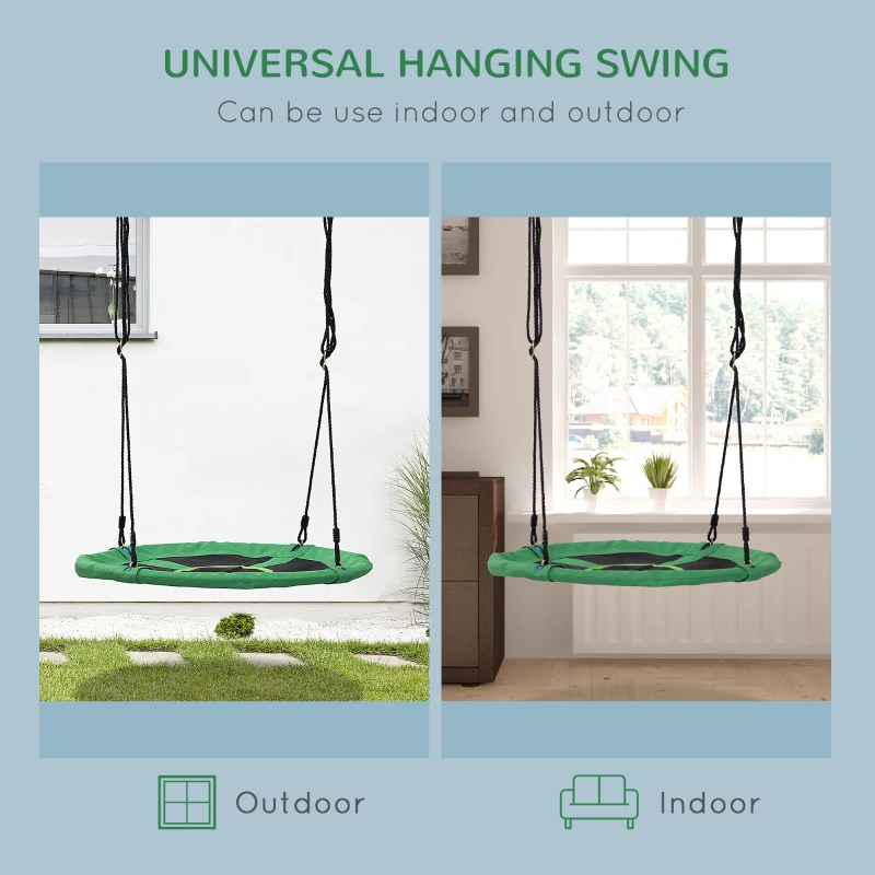 HOMCOM 39" Saucer Swing Round Tree Hanging Swing Outdoor Rope Swing Flying Platform Attaches to Tree or Existing Swing Set Kids Backyard Playground Hammock Heavy Duty Black