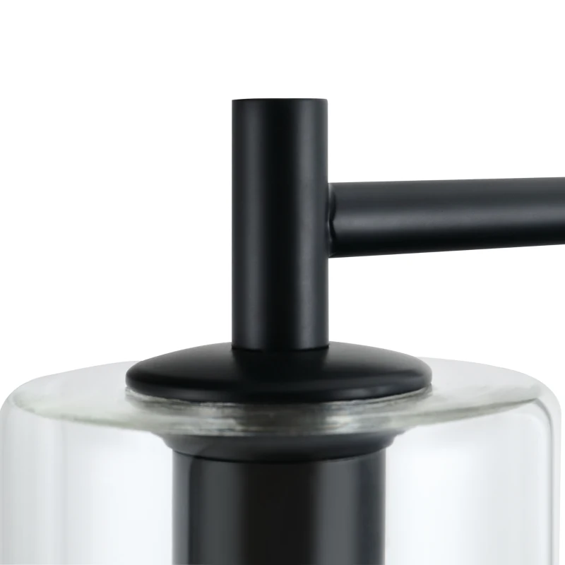 HOMCOM Modern Stylish Tall Pole Floor Lamp, Land Light with Metal Base, Cylindrical Shaped Glass Shade, Black