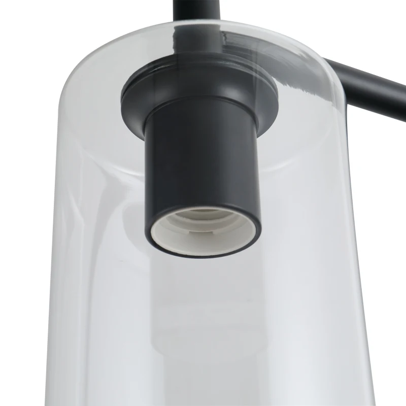 HOMCOM Modern Stylish Tall Pole Floor Lamp, Land Light with Metal Base, Cylindrical Shaped Glass Shade, Black