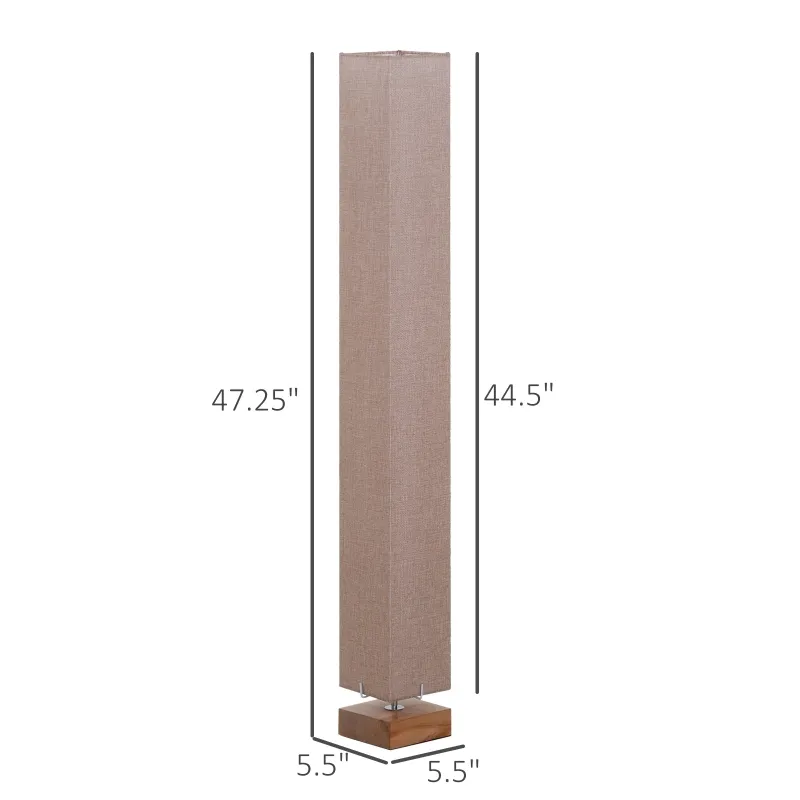 HOMCOM Modern Free Standing Rectangle Floor Lamp, 47 Inches Tall with Linen Shade for Living Room and Bedroom, Beige