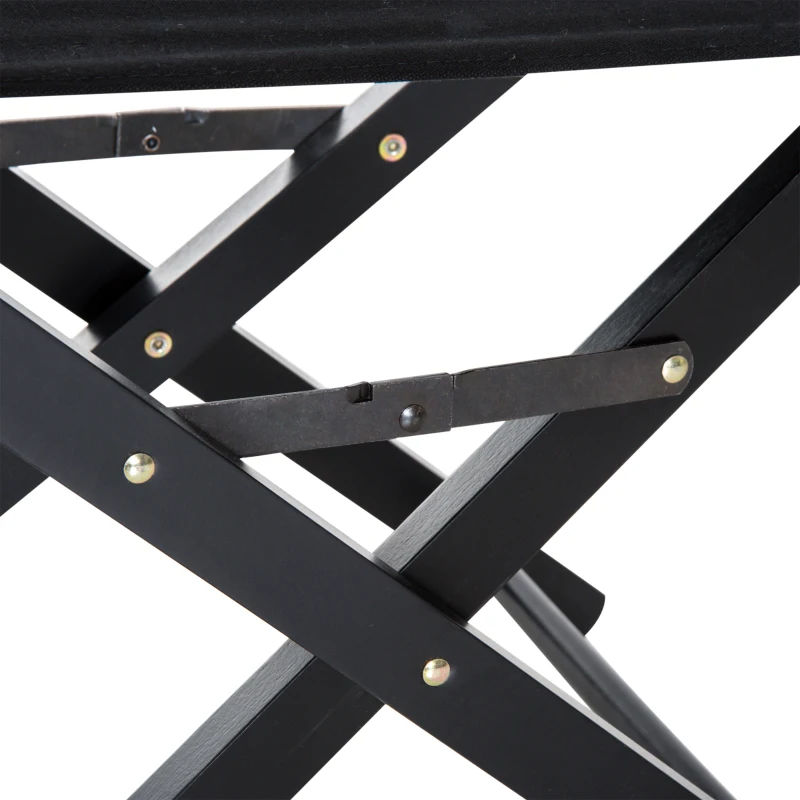 Outsunny 21.25" Wooden Directors Folding Canvas Chair Collapsible Portable Chair High-end Lounge Chair Beach Chair Oxford Fabric Fishing Seat Cinema Use Black Frame w/ Black Color Replacement Cover