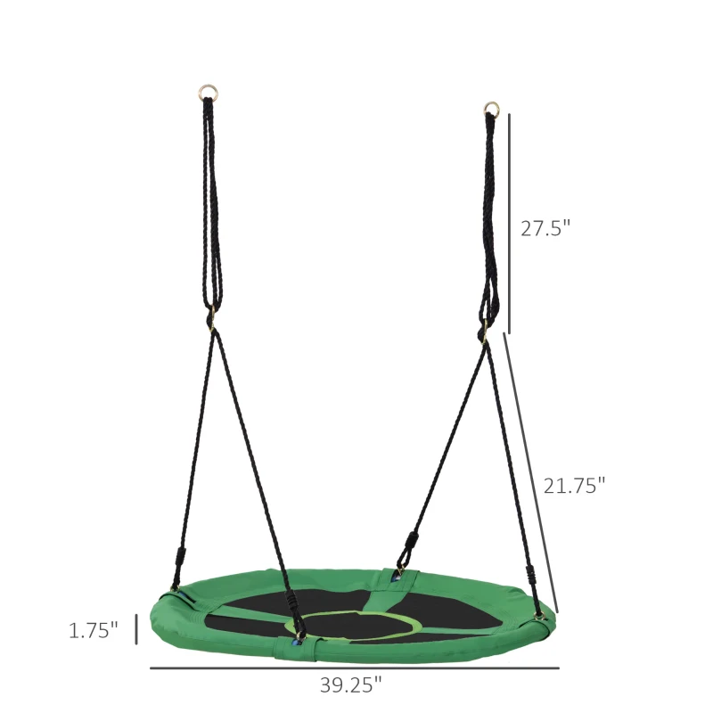 HOMCOM 39" Saucer Swing Round Tree Hanging Swing Outdoor Rope Swing Flying Platform Attaches to Tree or Existing Swing Set Kids Backyard Playground Hammock Heavy Duty Black