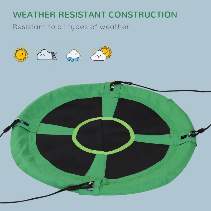 HOMCOM 39" Saucer Swing Round Tree Hanging Swing Outdoor Rope Swing Flying Platform Attaches to Tree or Existing Swing Set Kids Backyard Playground Hammock Heavy Duty Black