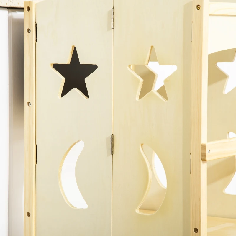 Qaba Kids kitchen step stool Foldable Step Stool with Blackboard & Lockable Handrail