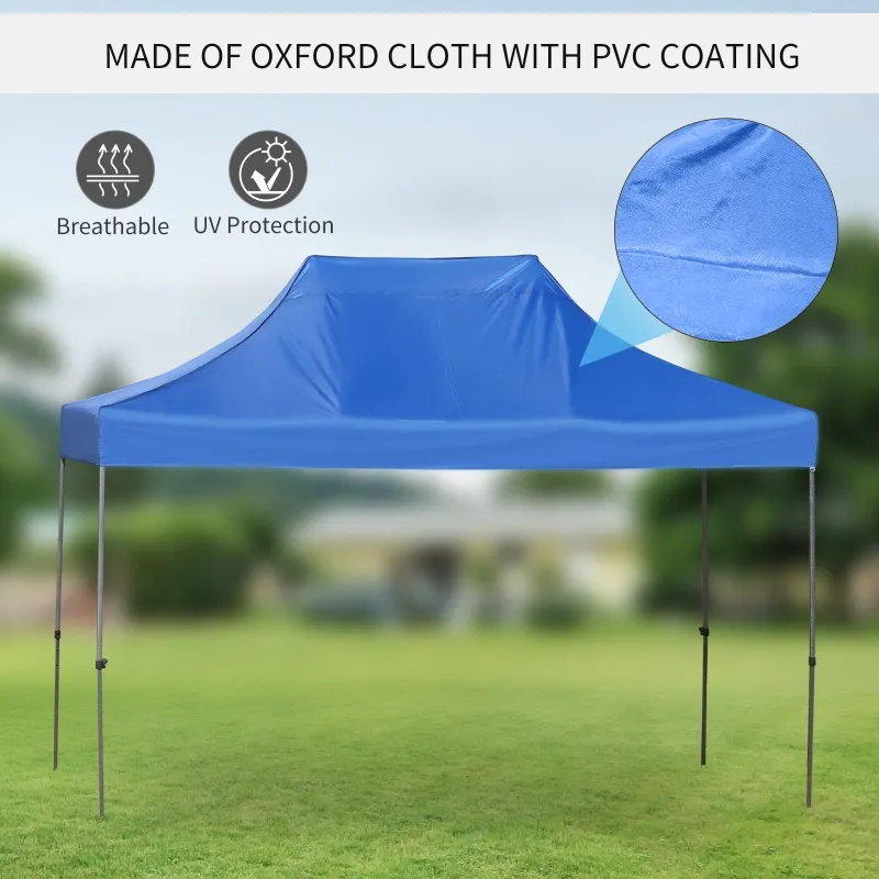 Outsunny 10' x 15' Pop Up Canopy Gazebo with 3-Level Adjustable Height, Wheeled Roller Bag, UV Fighting Roof, Navy Blue