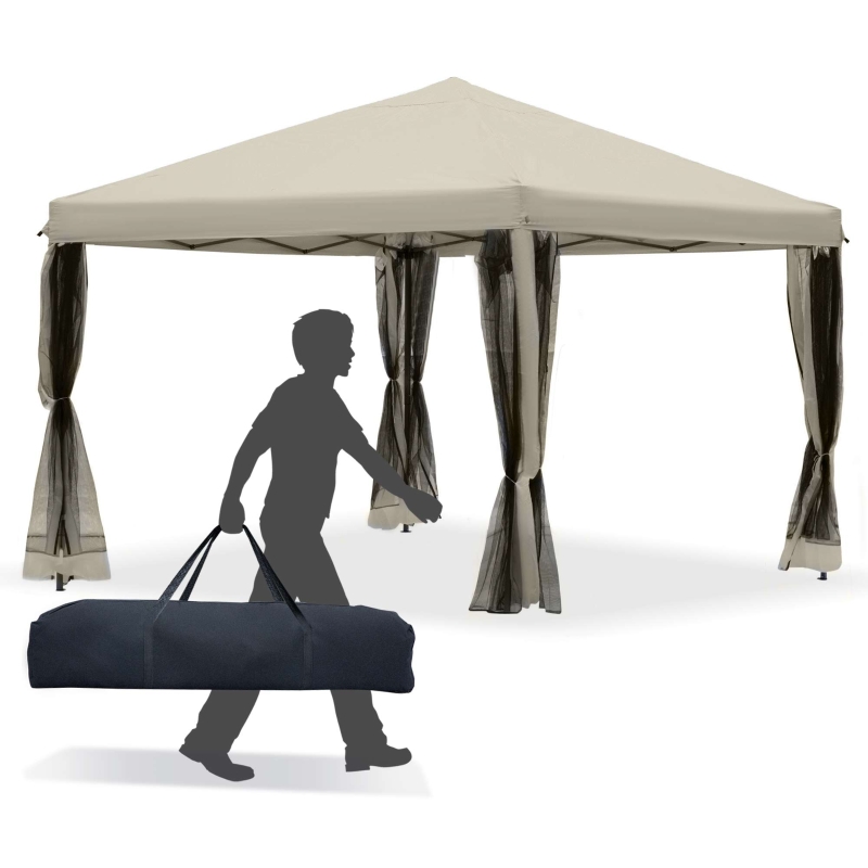 Outsunny 10' x 10' Pop-Up Canopy Party Tent Gazebo - UV Protected w/ Mesh Wall