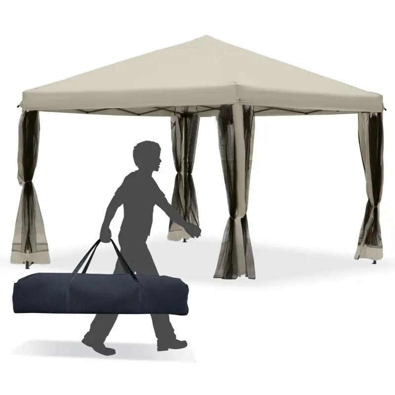 Outsunny 10' x 10' Pop-Up Canopy Party Tent Gazebo - UV Protected w/ Mesh Wall