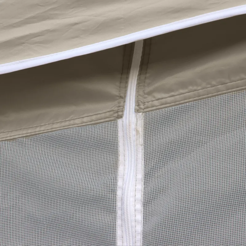 Outsunny 10' x 10' Pop Up Canopy Tent with Netting, Instant Gazebo Shelter, Height Adjustable, with Carry Bag and 4 Sand Bags, 100 Square Feet of Shade, Khaki