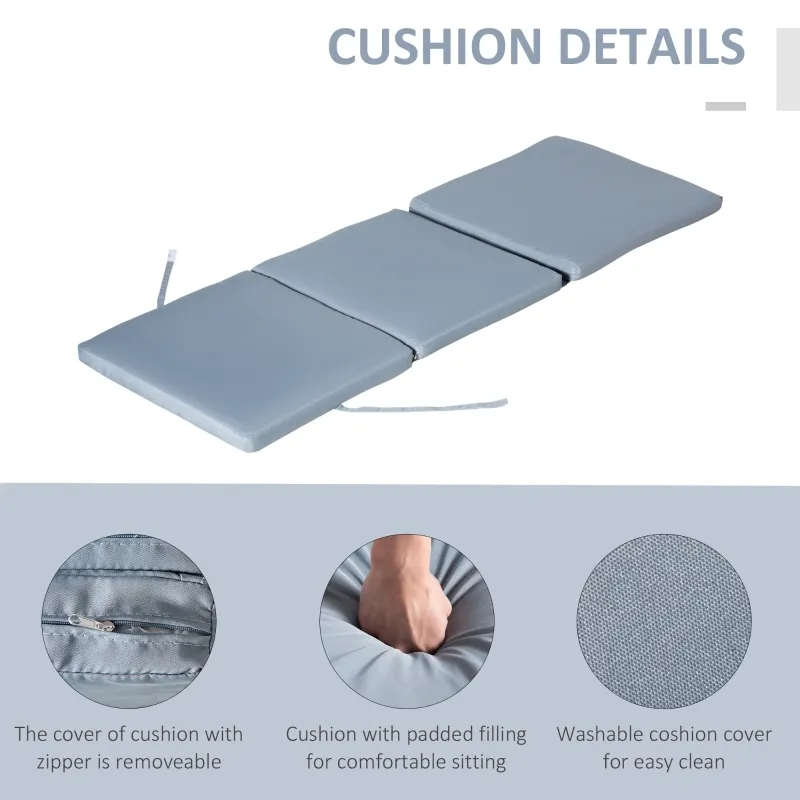 Outsunny Patio wicker lounger, Outdoor PE Rattan Wicker Chaise lounge chair w/ 5 Position Adjustable Back, Padded Cushion, Grey