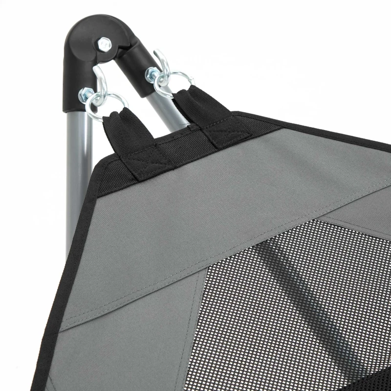 Outsunny Foldable Outdoor Hammock with Stand, Portable Hammock Bed with Carrying Bag and Pocket for Travel, Beach, Backyard, Patio, Hiking, Dark Grey