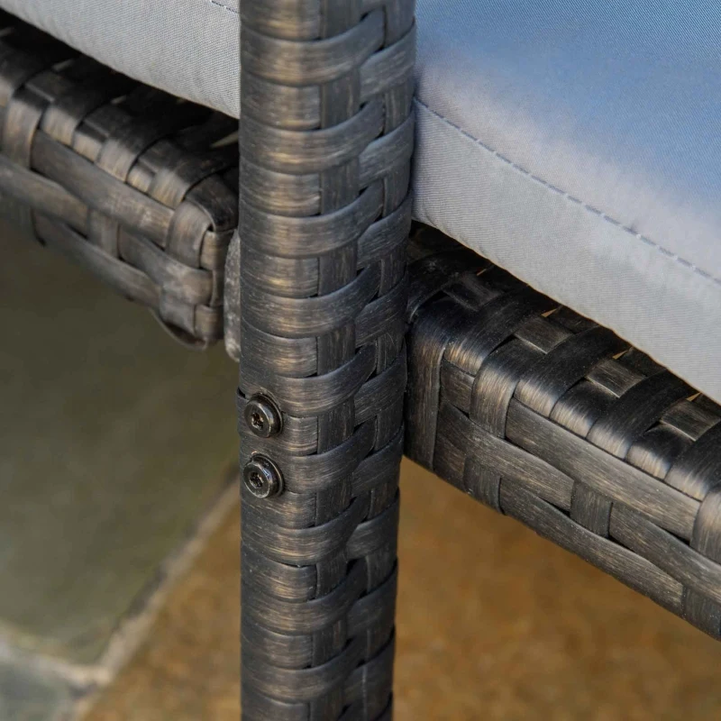 Outsunny Wicker Chaise Lounger PE Rattan Outdoor Lounge Chair Garden Chair Recliner with 5-Level Adjustable Backrest and 2 Wheels, Grey