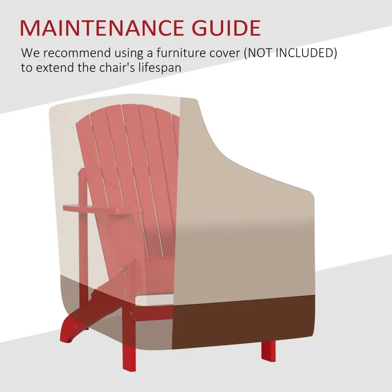 Outsunny Oversized Adirondack Chair, Outdoor Fire Pit and Porch Seating, Classic Log Lounge w/ Built-in Cupholder, Red