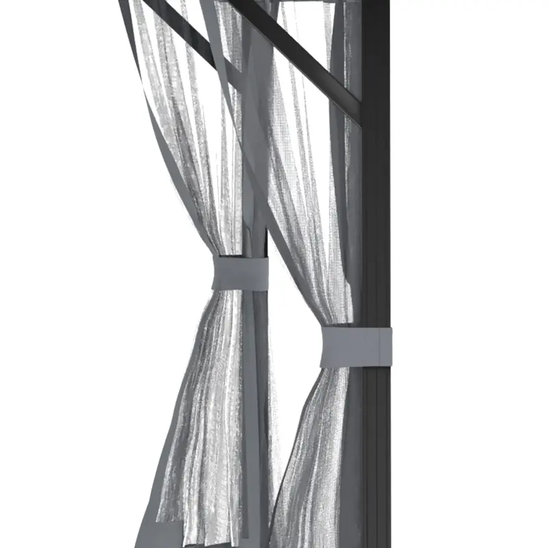 Outsunny 10' x 12' Hardtop Gazebo Canopy with Galvanized Steel Double Roof, Skylight Window, Aluminum Frame, Outdoor Permanent Pavilion with Netting, for Patio, Garden, Backyard, Black