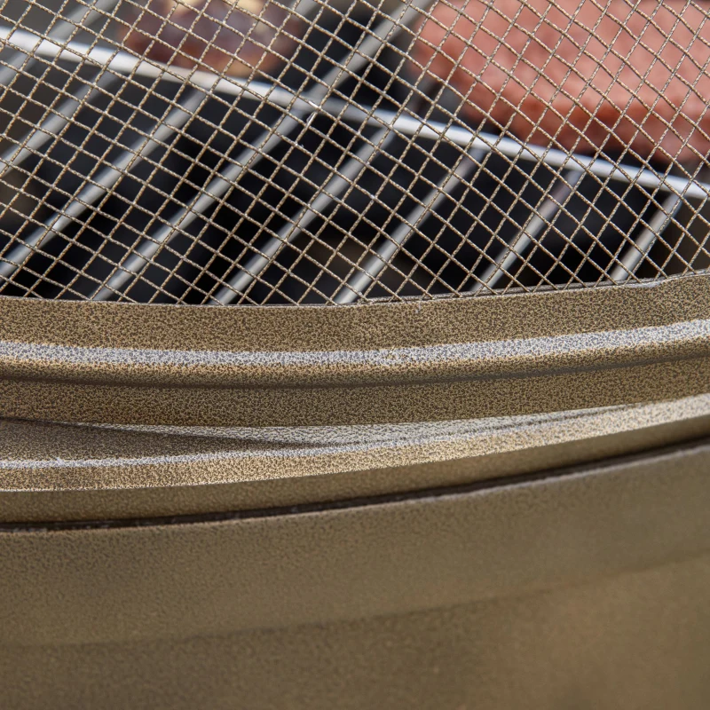 Outsunny Outdoor Fire Pit with Grill Cooking Grate, Cover, Fire Poker for Patio