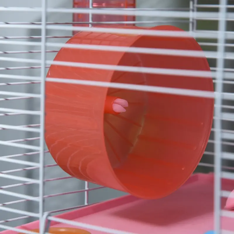 PawHut 5 Tiers Hamster Cage Portable Animal Travel Carrier w/ Exercise Wheels Tube