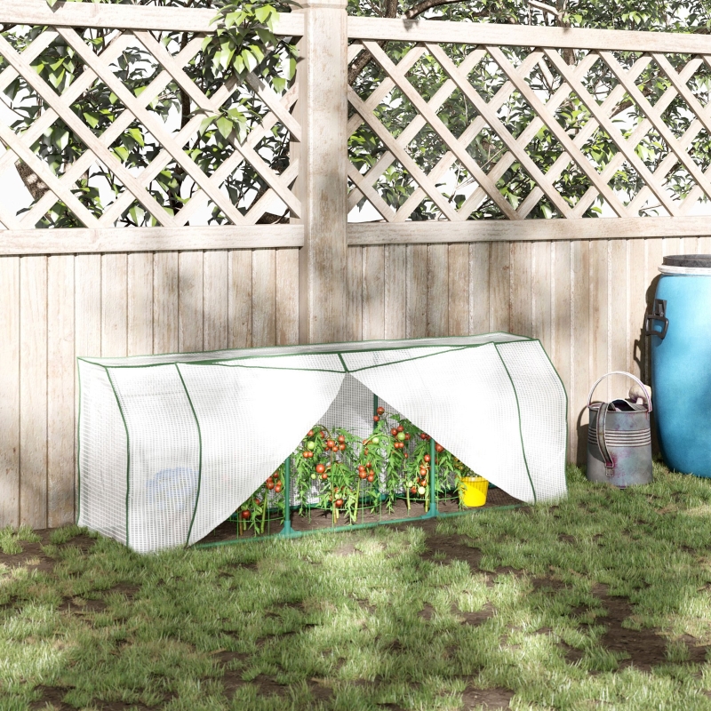 Outsunny 71" x 17" x 24" Mini Greenhouse Portable Hot House for Plants with Zipper Design for Outdoor, Indoor, Garden, White