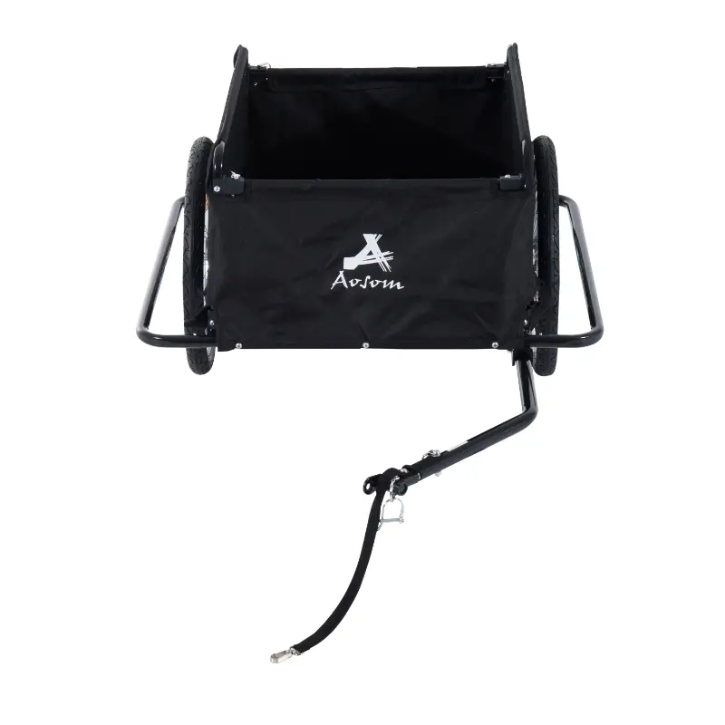 Aosom Steel Frame Bicycle Bike Cargo Trailer Luggage Cart Carrier For Shopping - Red