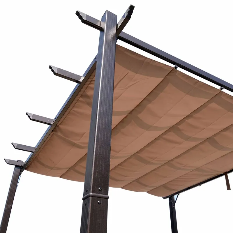 Outsunny 10' x 10' Outdoor Pergola Aluminum Gazebo w/ Retractable Canopy for Patio, Backyard, Party, Brown
