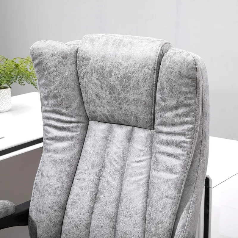 Vinsetto Microfiber Office Chair, High Back Computer Chair with 6 Point Massage, Heat, Adjustable Height and Retractable Footrest, Grey