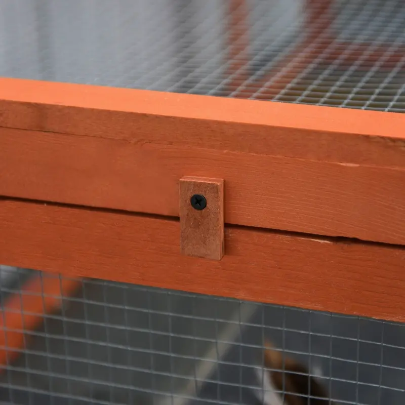 PawHut Large Wooden Rabbit Hutch Small Animal Habitat Enclosure Outdoor Run and Lockable Doors - Natural